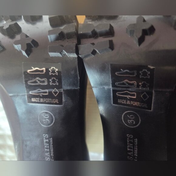 Sleek Black All Saints Heeled Boots with Chunky Heel - Picture 14 of 15